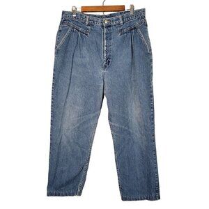 Vintage 90's 80's Wrangler Women's 36 Hemmed Pleated High Rise Mom Jeans Relaxed
